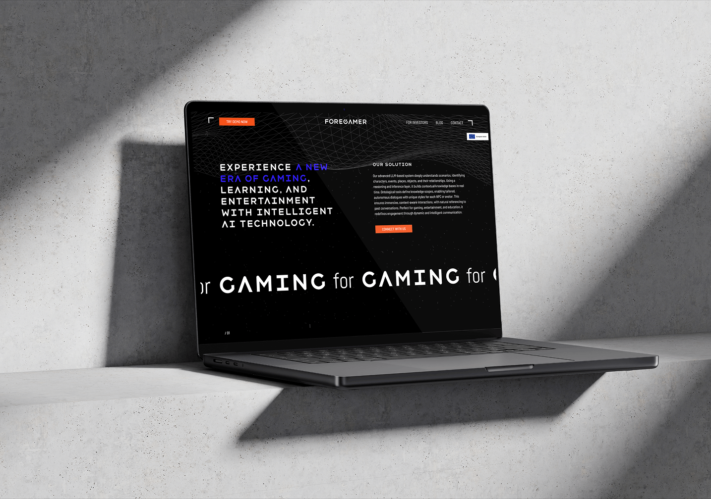 Landing page for AI Game developers