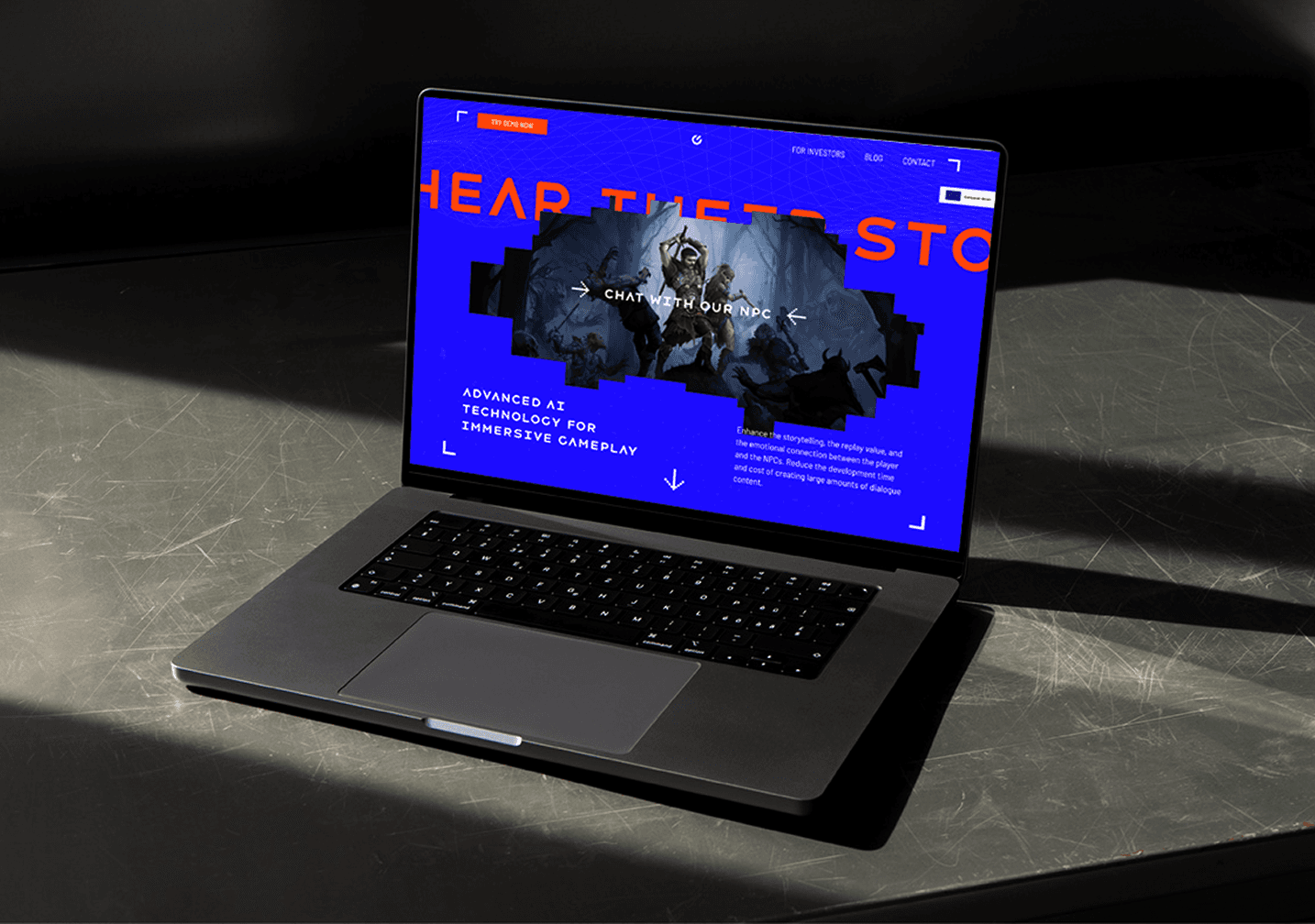 landing page for ai game developers